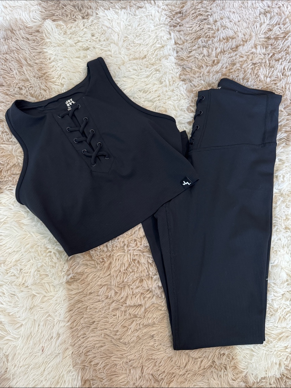 NWOT JoyLab Black Ribbed Active Set